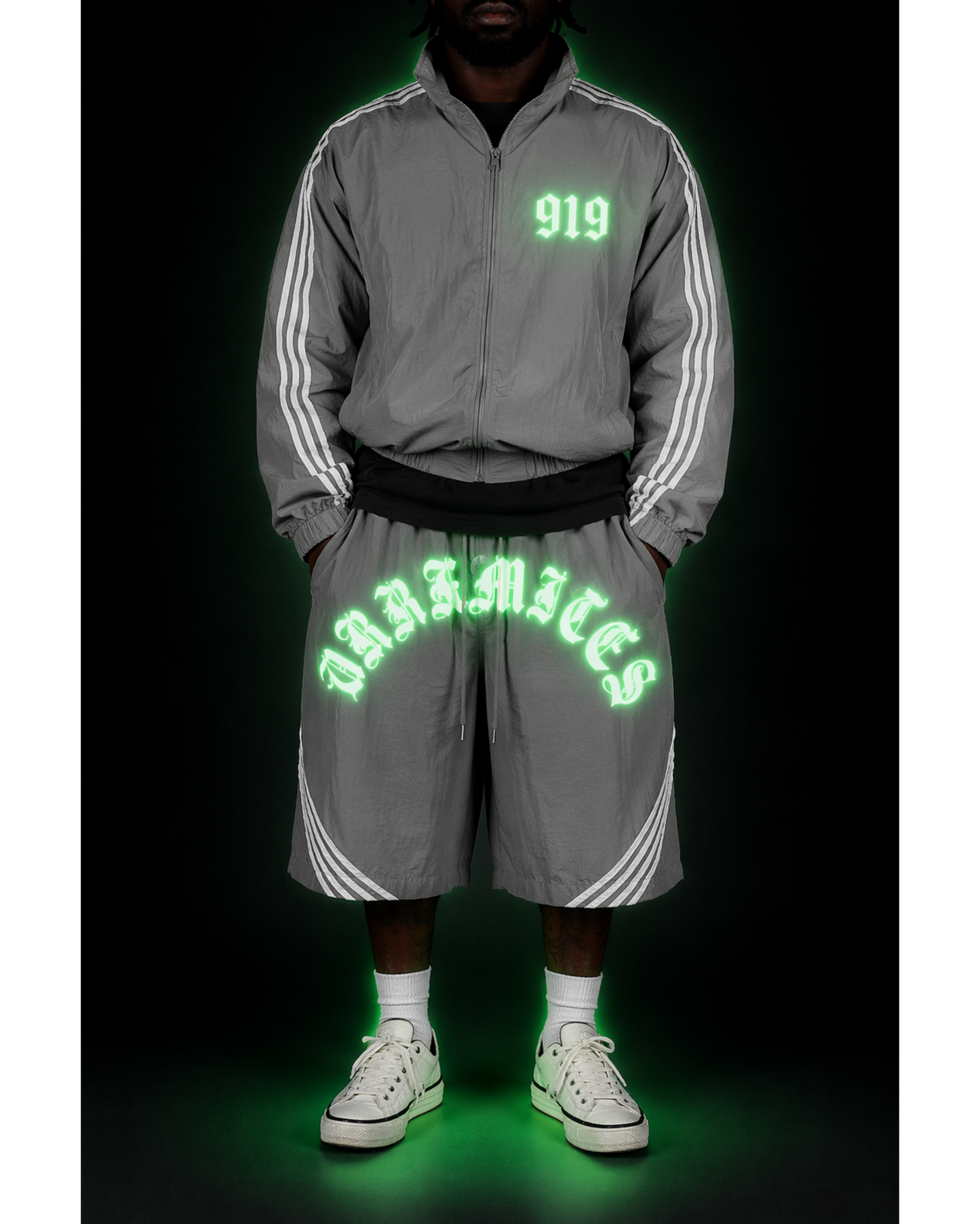 DURMITES Racer Windbreaker Jacket and Shorts Set GLOW IN THE DARK!!!!!